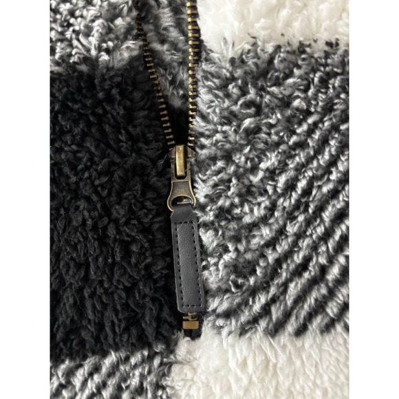 Women's Sweater Canyon Creek Black And White Plaid Size XL Zip - Picture 7 of 10